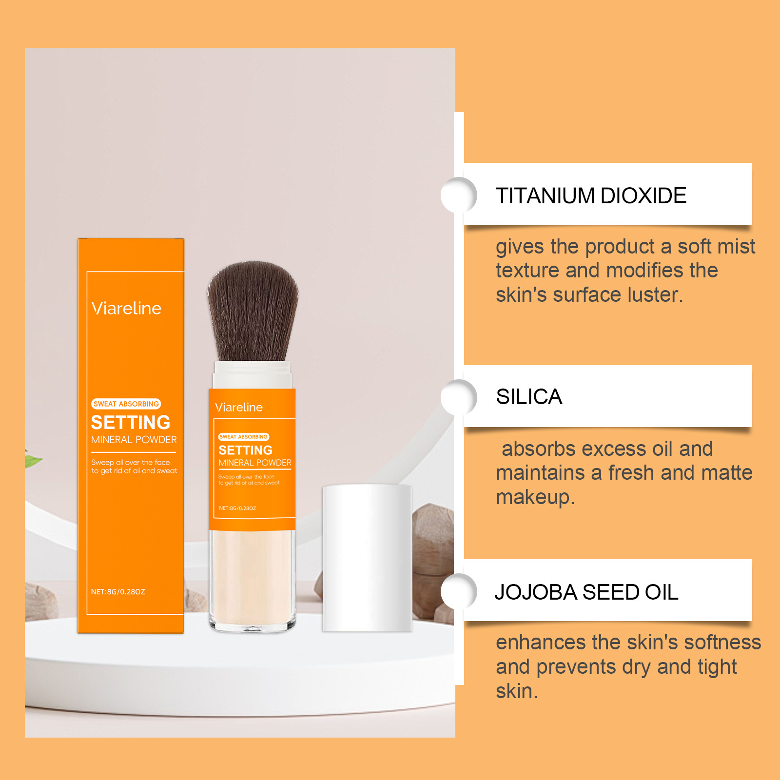 Viareline Matte Setting Powder Lightweight Soft Focus Pores Clear Fit Base Makeup Soft Mist Setting Powder