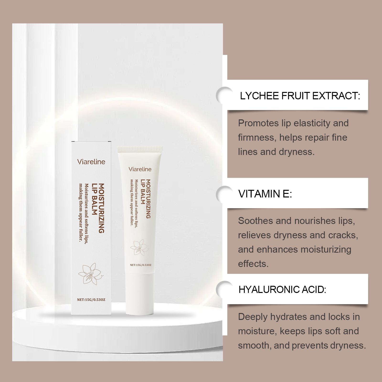 Viareline Moisturizing Lip Balm Deeply moisturizing, rich and nourishing lips, moisturizing and soft care lip balm