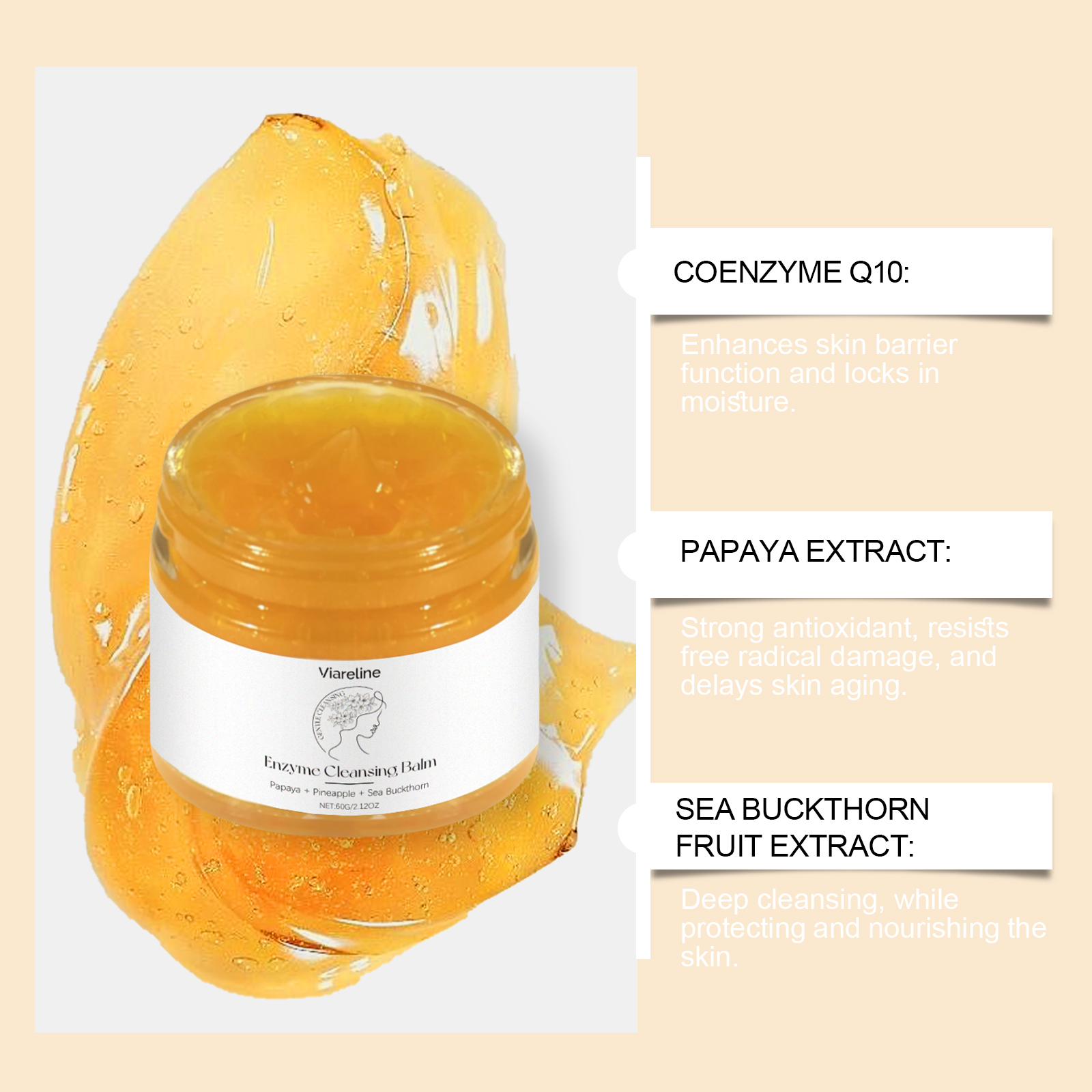 Viareline Cleansing Balm Gentle ingredients moisturizing cleansing balm for face without tightness cleansing skin care