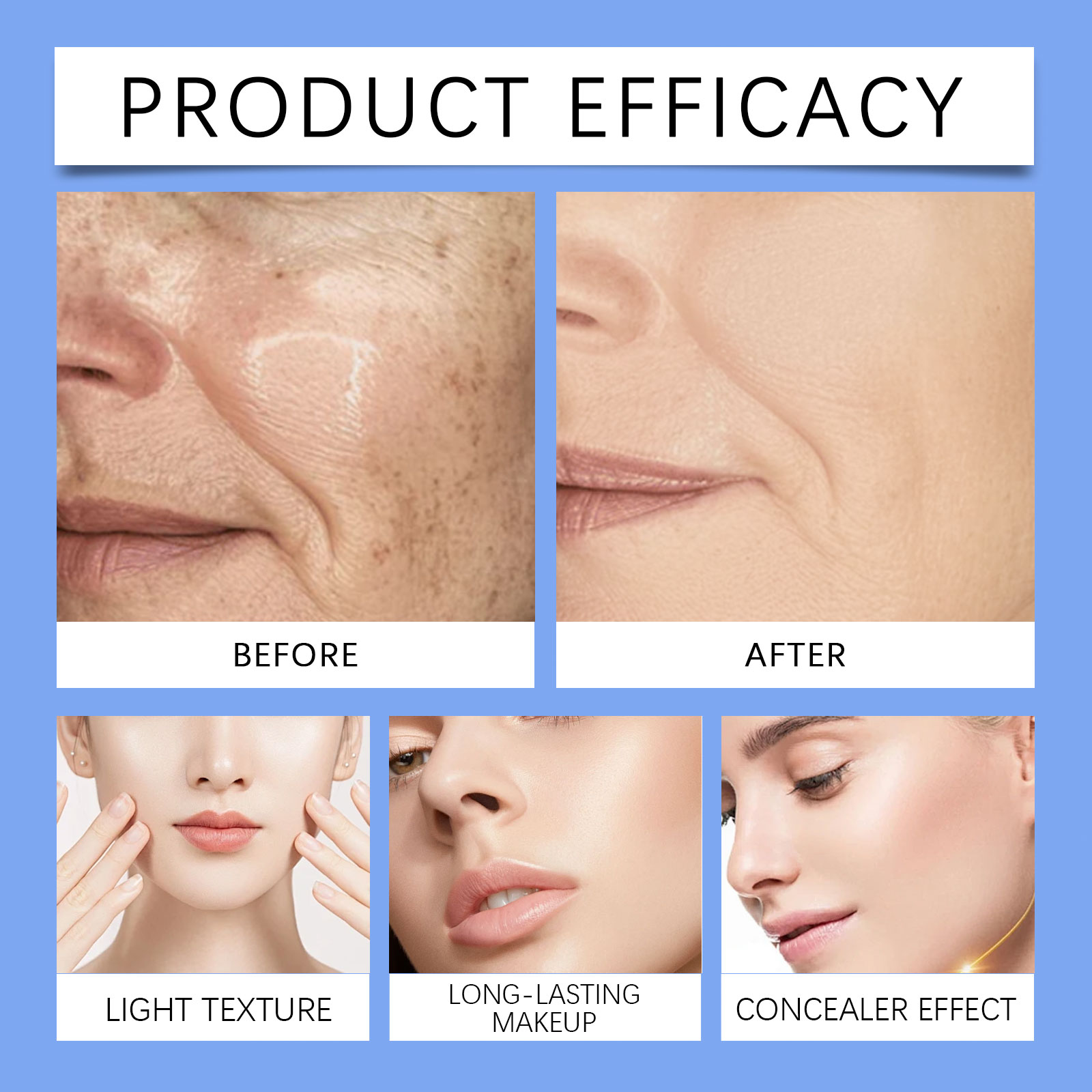 Zephoco dark skin long-lasting concealer foundation natural clear luster light modify skin color concealer foundation