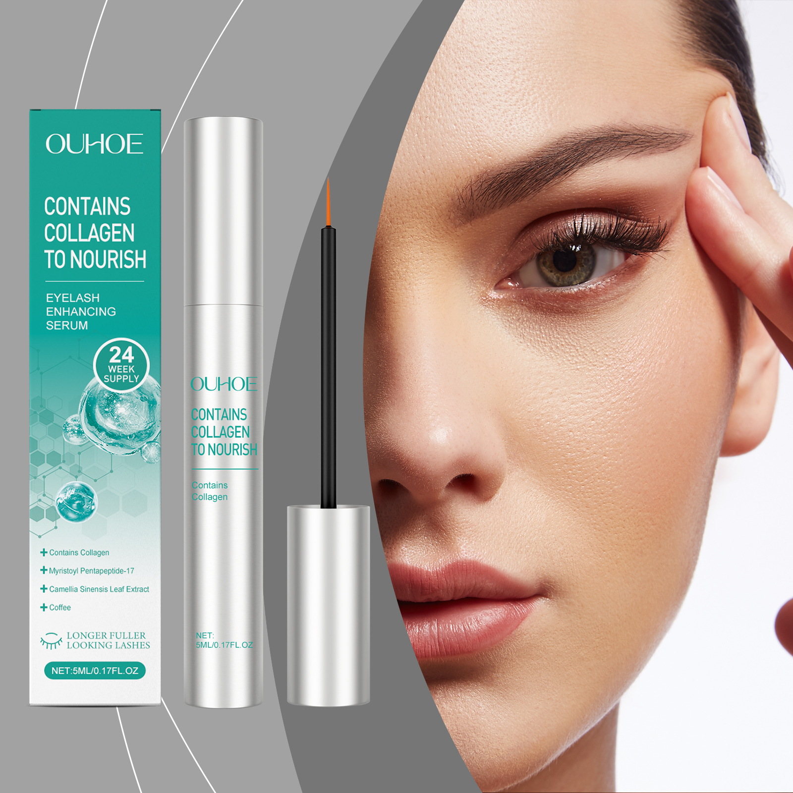 OUHOE Mascara Natural and beautiful curling, no smudging and no makeup, daily convenient eye makeup mascara