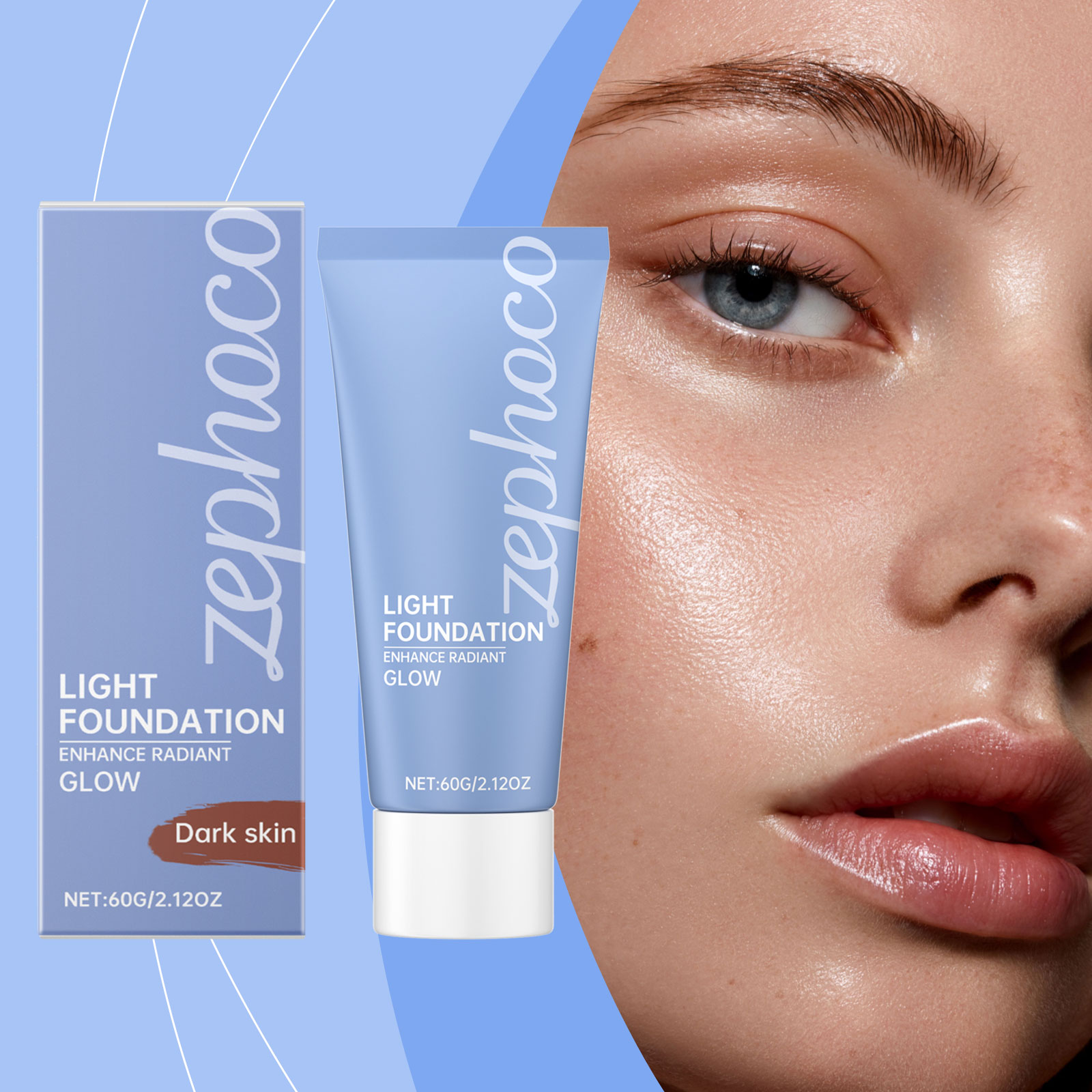 Zephoco dark skin long-lasting concealer foundation natural clear luster light modify skin color concealer foundation