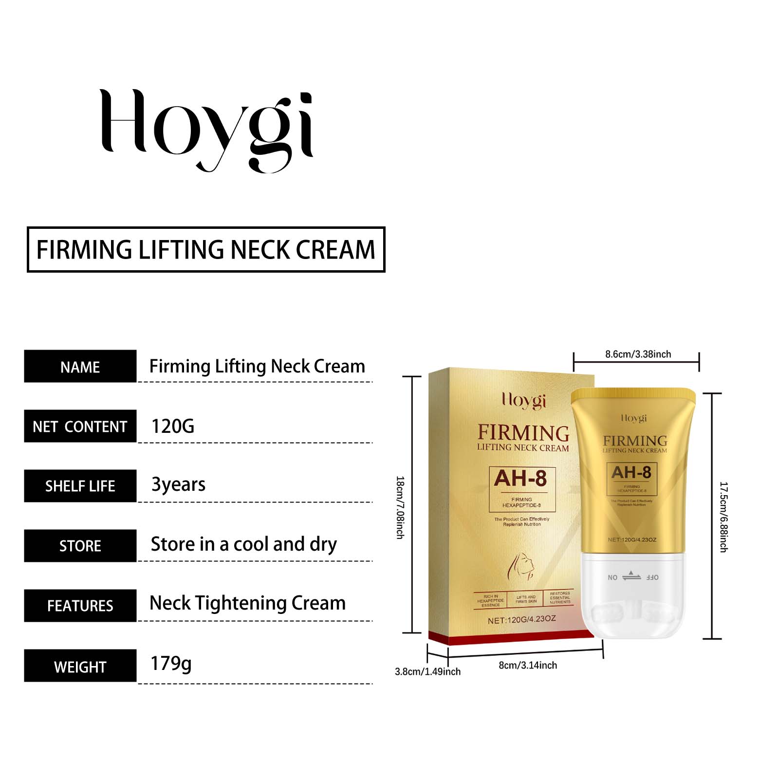 Hoygi Neck Firming Roller Cream Lifts and Lightens Neck Lines Deeply Nourishes Easily Absorbed Massage Soothes Skin