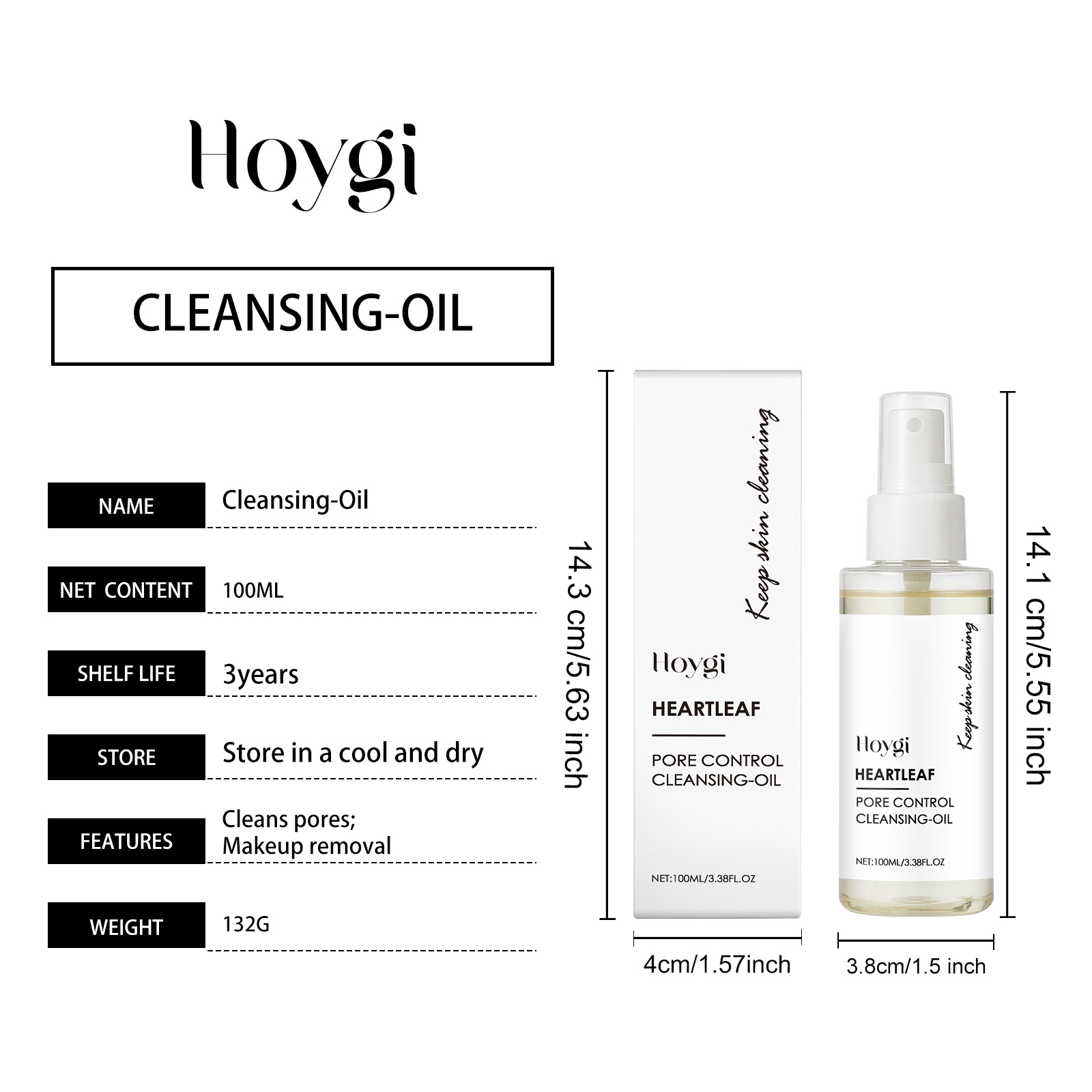Hoygi Cleansing Oil Gentle facial cleansing oil for eyes and lips, easy to emulsify, refreshing and clean without tightness