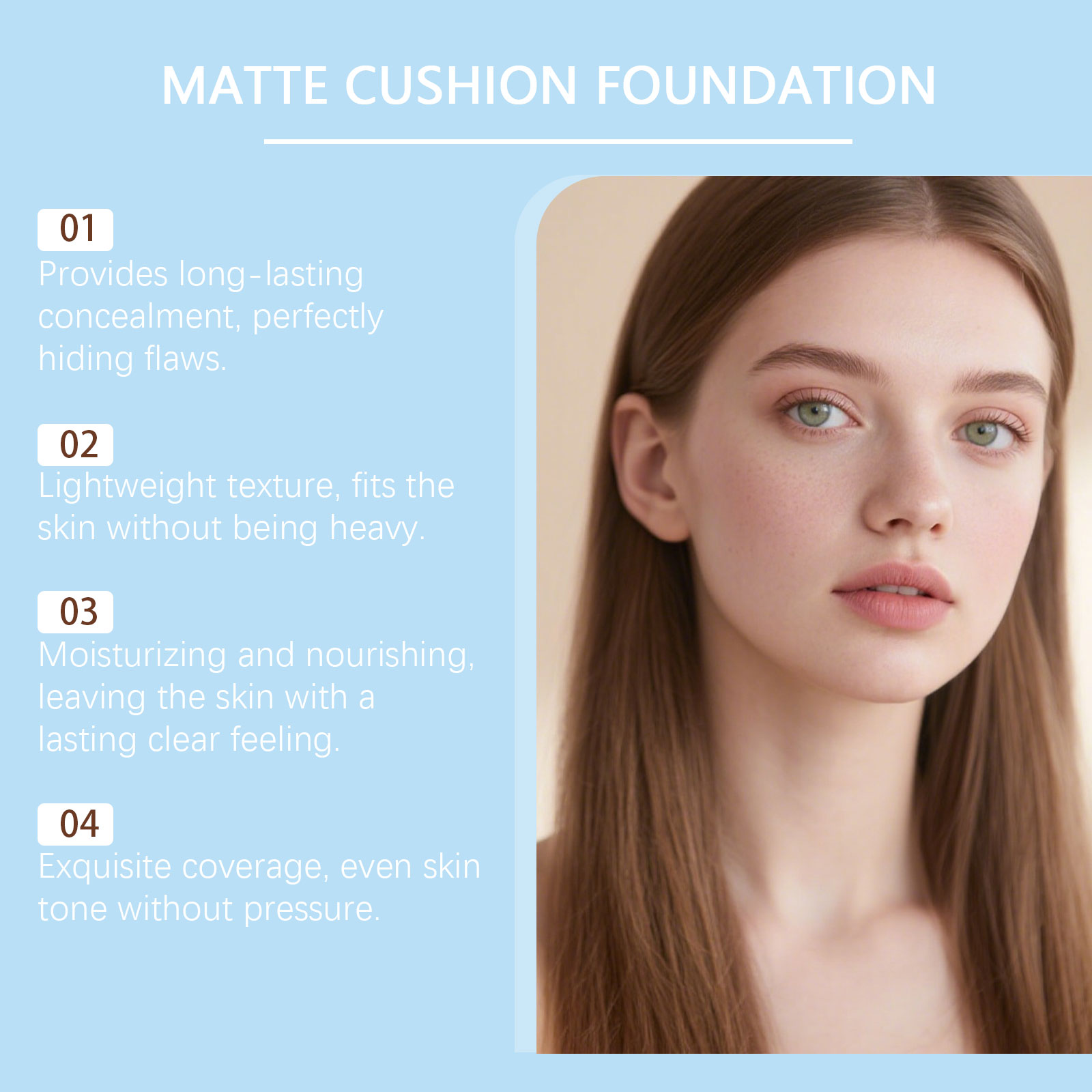 Zephoco dark skin matte concealer air cushion natural base makeup light and docile without card lines concealer matte air cushion