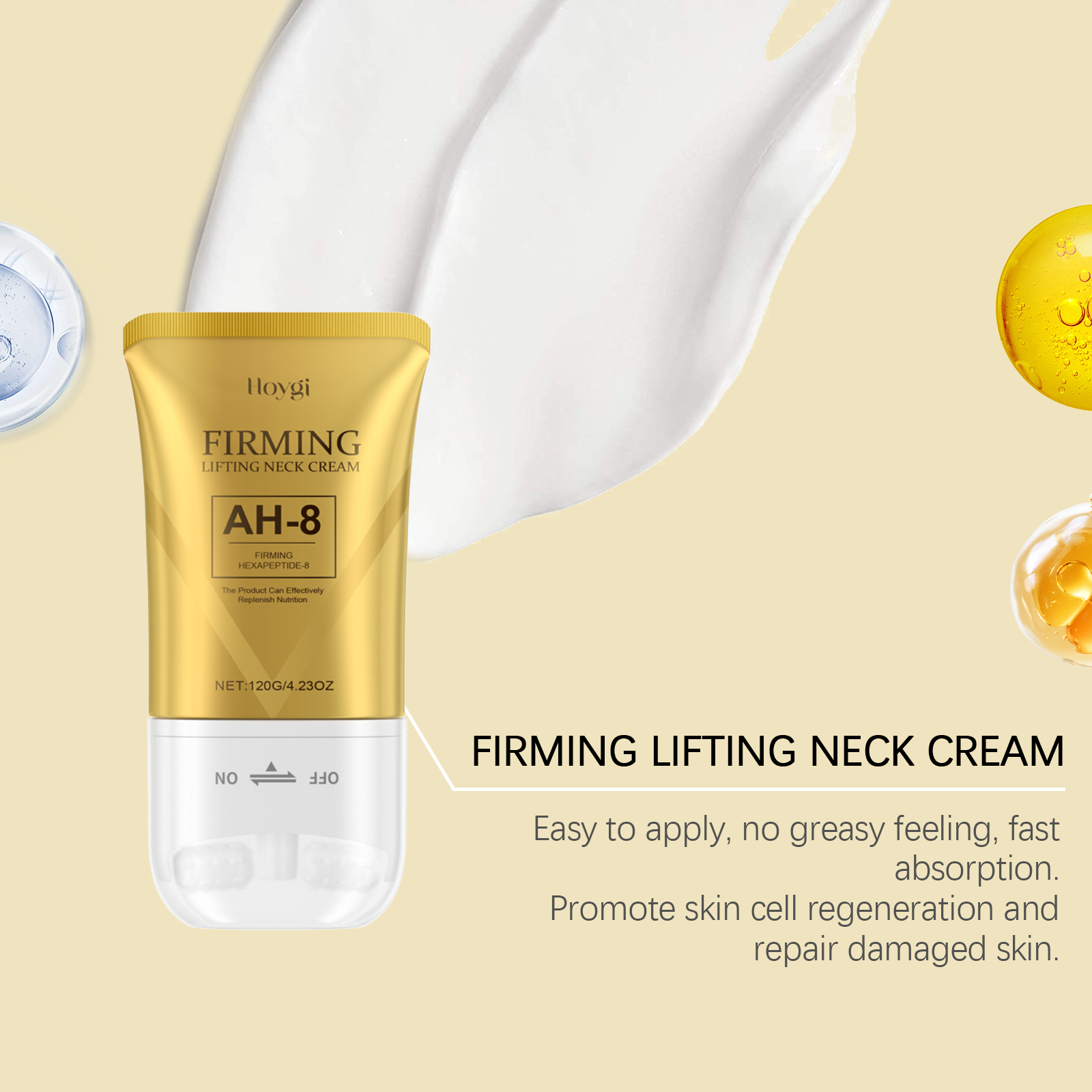 Hoygi Neck Firming Roller Cream Lifts and Lightens Neck Lines Deeply Nourishes Easily Absorbed Massage Soothes Skin