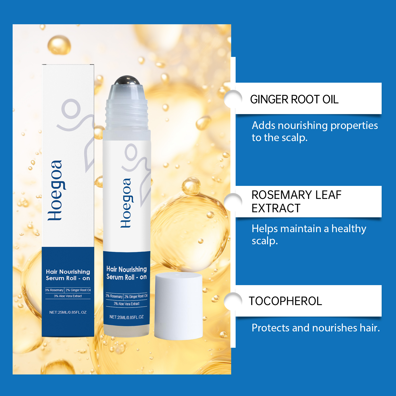 Hoegoa Hair Roll-On Essence Moisturizes and hydrates the hair follicles to nourish the scalp