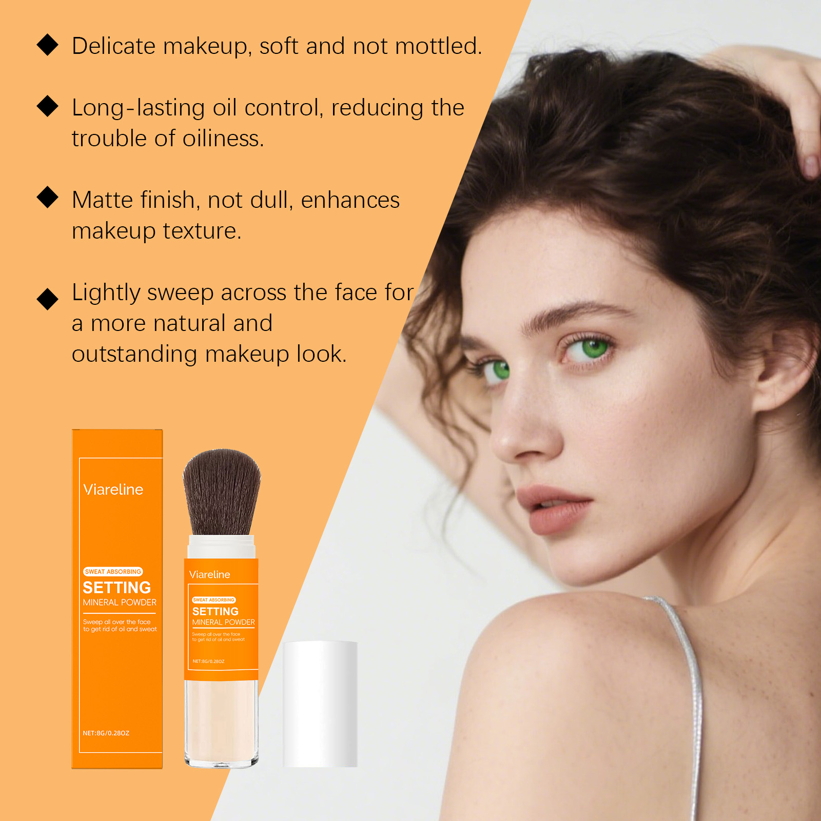 Viareline Matte Setting Powder Lightweight Soft Focus Pores Clear Fit Base Makeup Soft Mist Setting Powder