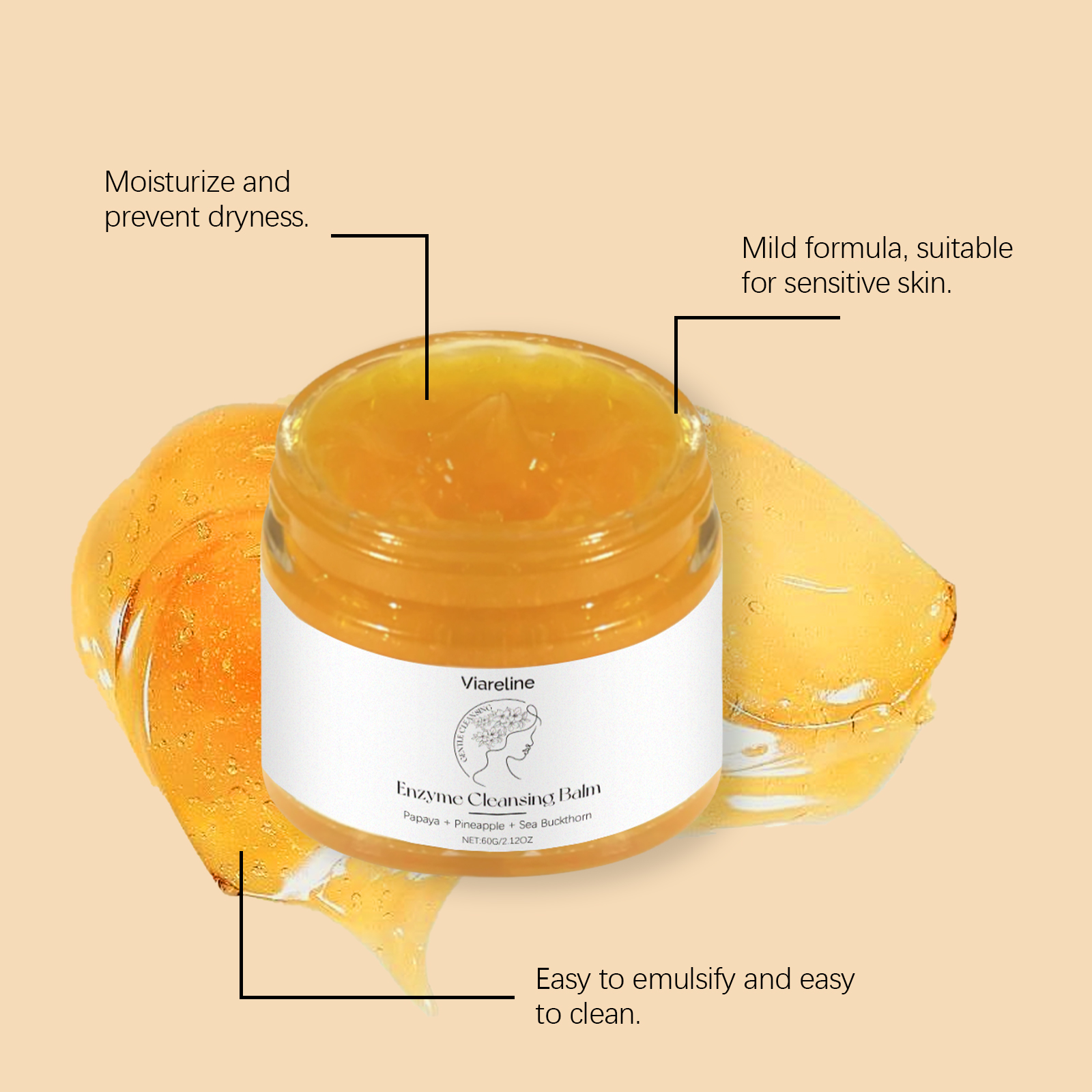 Viareline Cleansing Balm Gentle ingredients moisturizing cleansing balm for face without tightness cleansing skin care