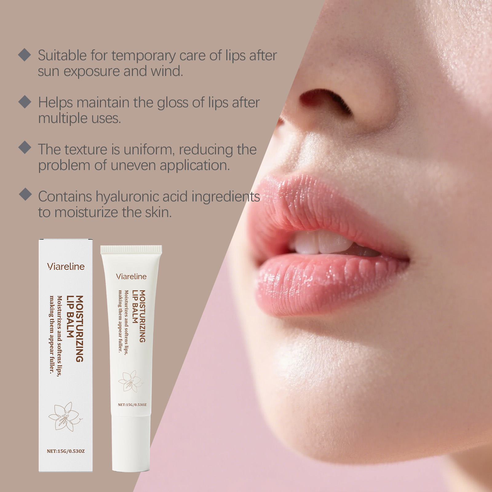 Viareline Moisturizing Lip Balm Deeply moisturizing, rich and nourishing lips, moisturizing and soft care lip balm