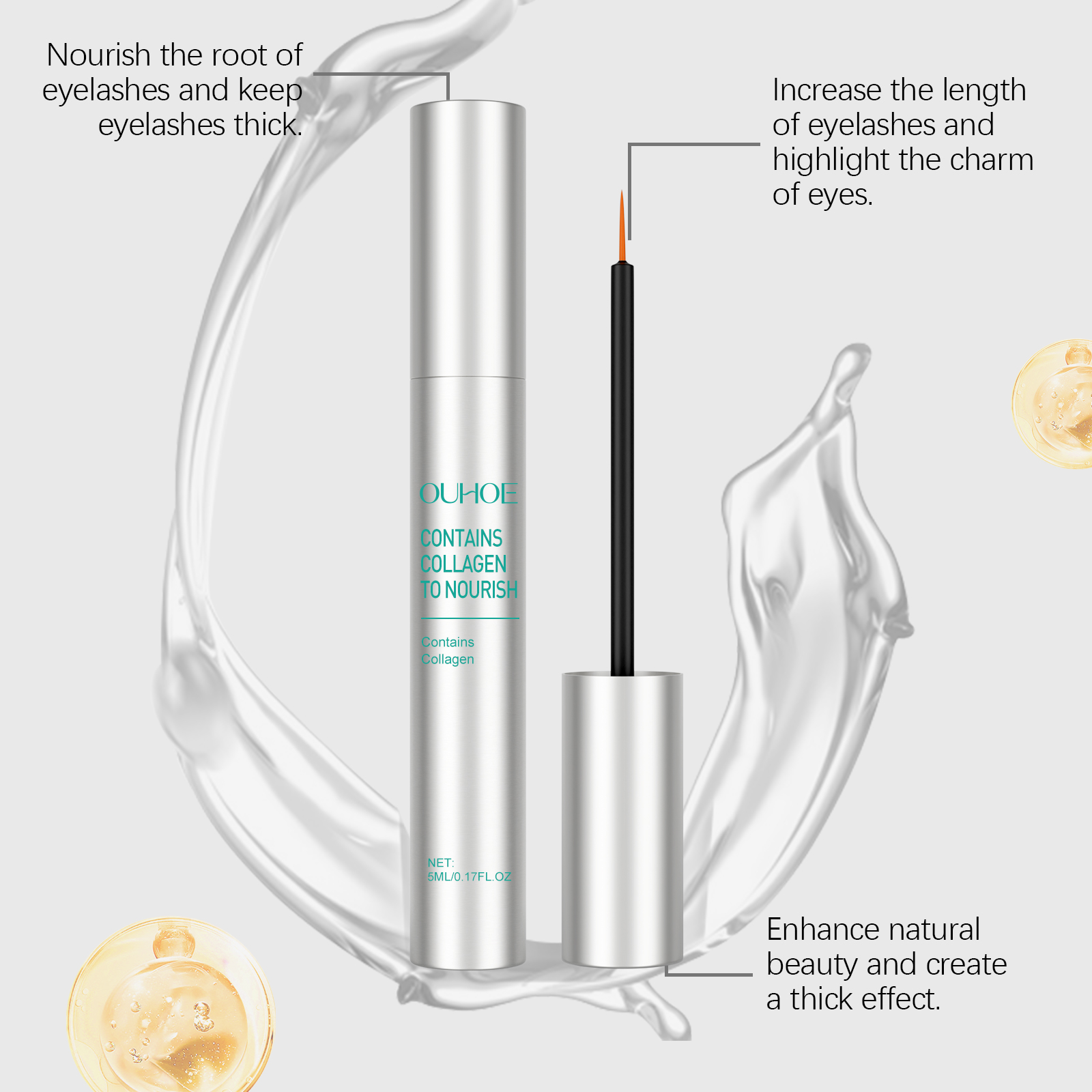 OUHOE Mascara Natural and beautiful curling, no smudging and no makeup, daily convenient eye makeup mascara
