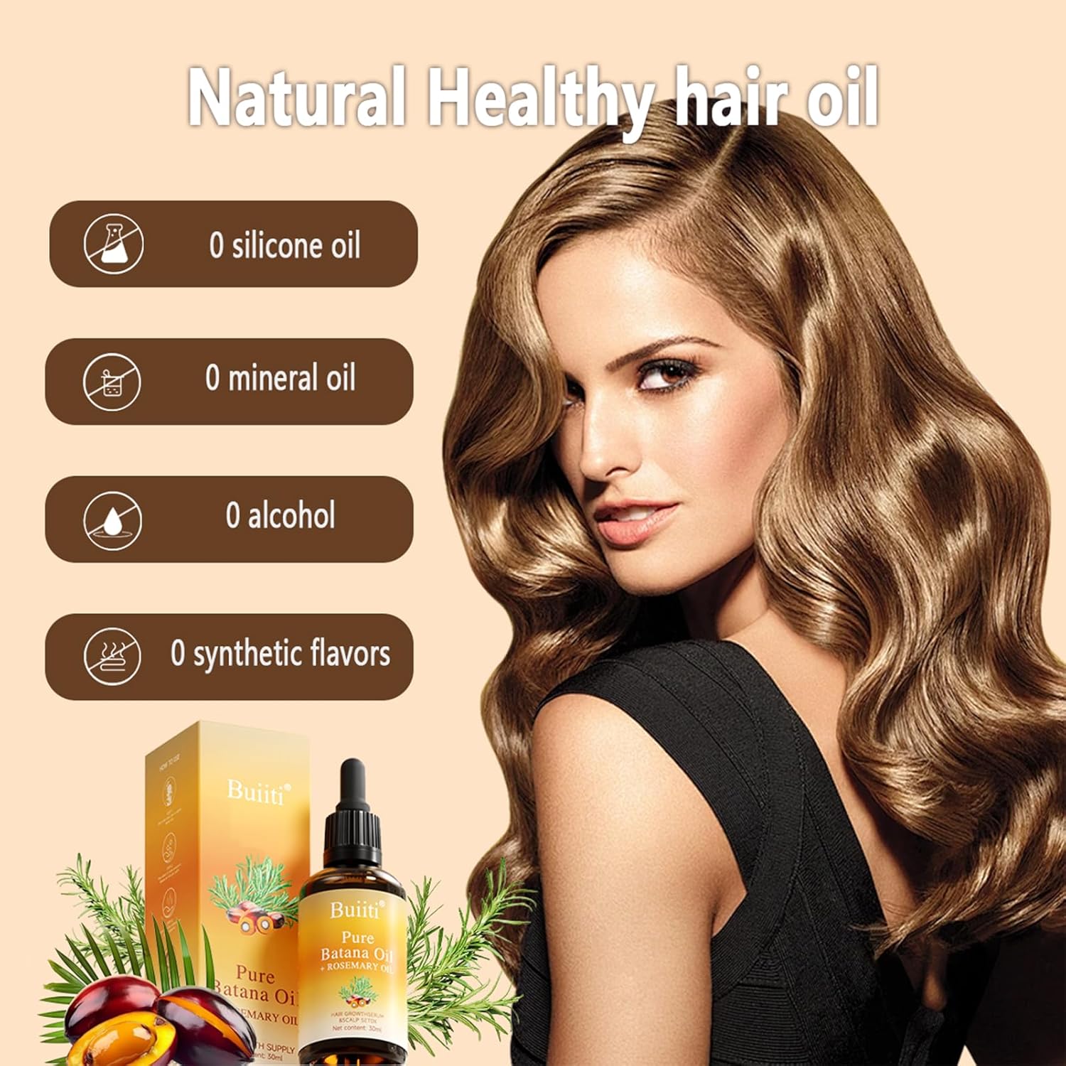 Batana Oil with Rosemary for Hair Growth - 100% Organic from Honduras - Reduce Hair Loss & Detox Your Scalp (30 mL)