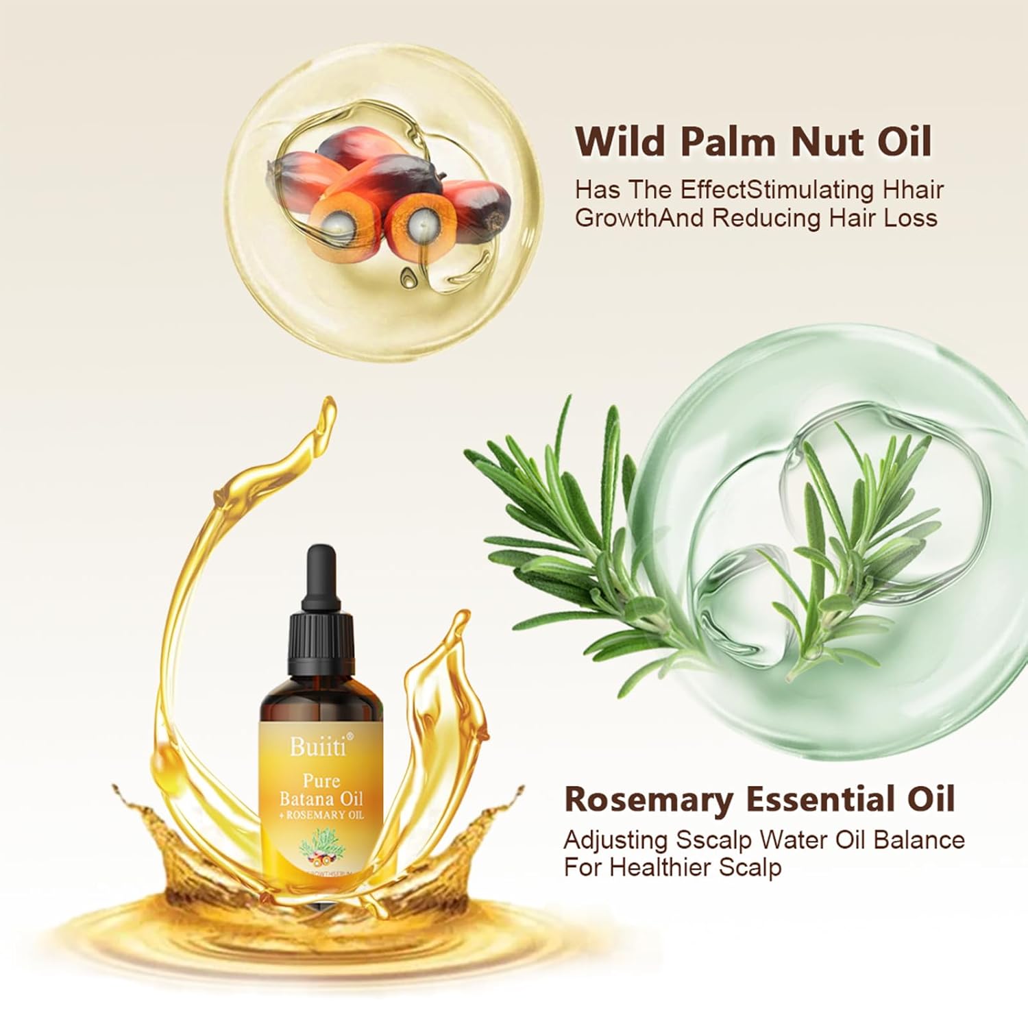 Batana Oil with Rosemary for Hair Growth - 100% Organic from Honduras - Reduce Hair Loss & Detox Your Scalp (30 mL)