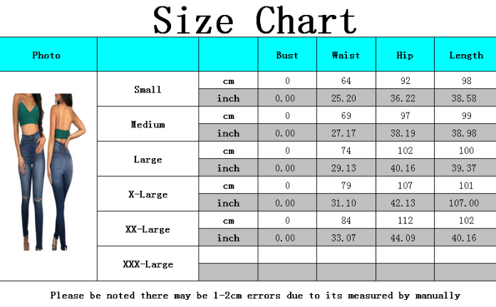 Fashion high waist denim tight pants with holes