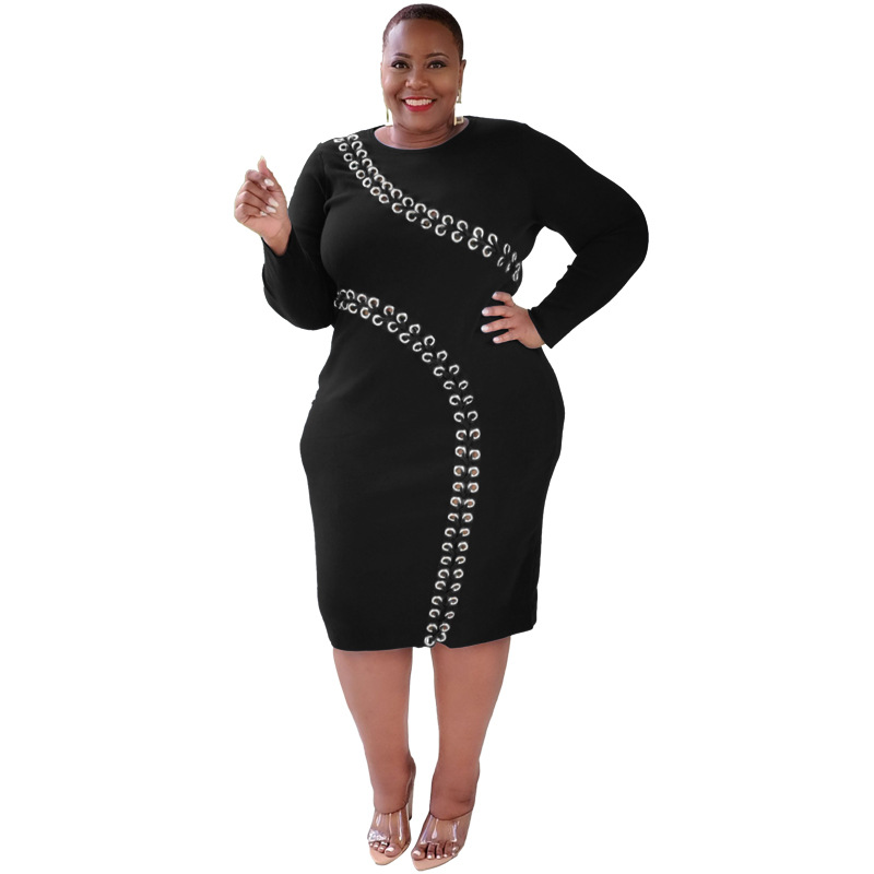 Plus Size Dress autumn and winter New hollow out strap fashion sexy tight plus size women dress