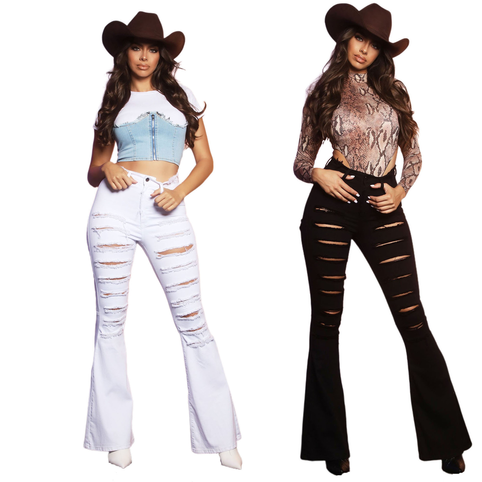 Fashion high waisted flared pants