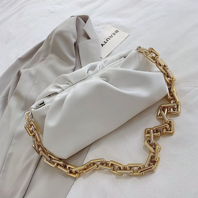 SWDF Day Clutch Thick Gold Chains dumpling Clip Purse Bag