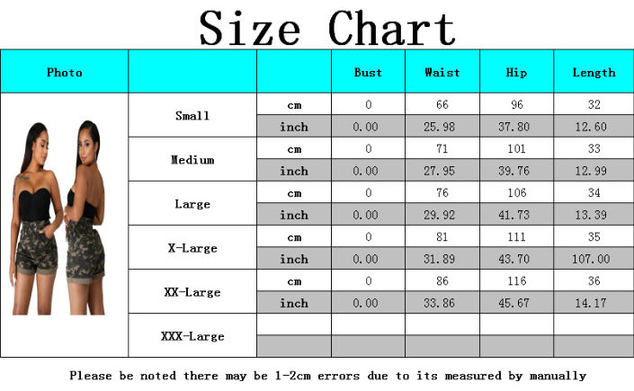 Fashionable stretch camouflage denim shorts