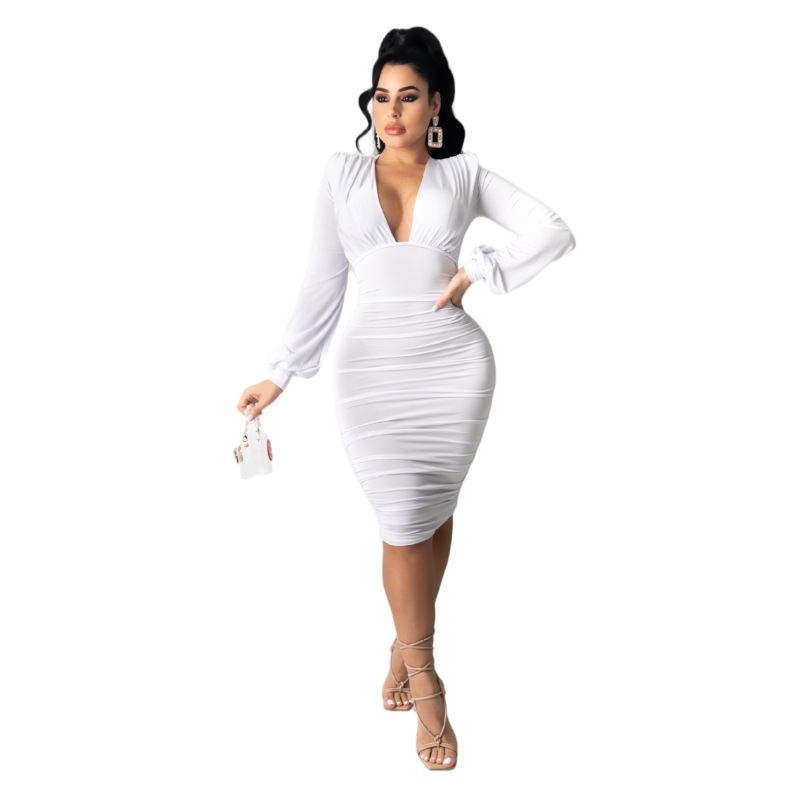 Plus Size Dress Amazon hot sale solid color layered effect sheath sexy dress