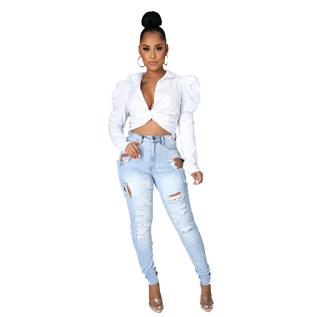 Fashionable high waist jeans Leggings