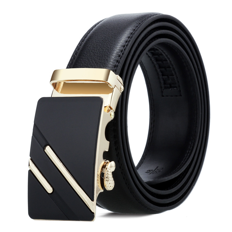 Women Men Belt 3.3cm Cowhide Leather Buckle Belt Unisex