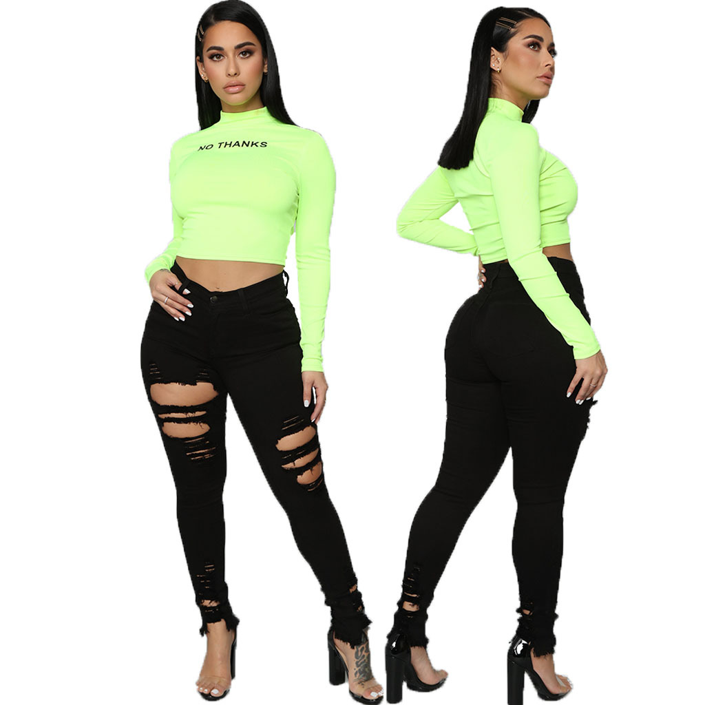 Sexy hole wash slim stretch jeans Leggings