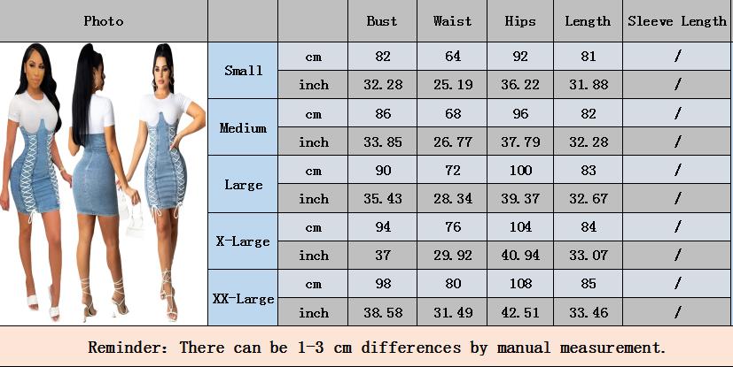 Fashion denim color matching sexy dress