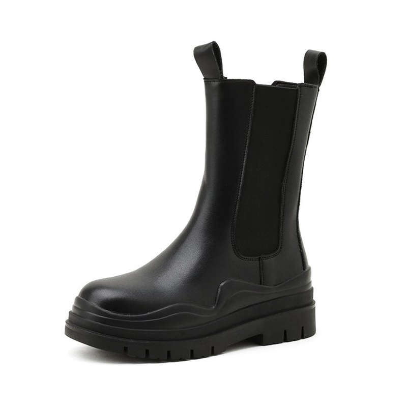 Women Boots Platform Chelsea Chunky Tread Sole Combat Martin Mid-calf Boots 35-40