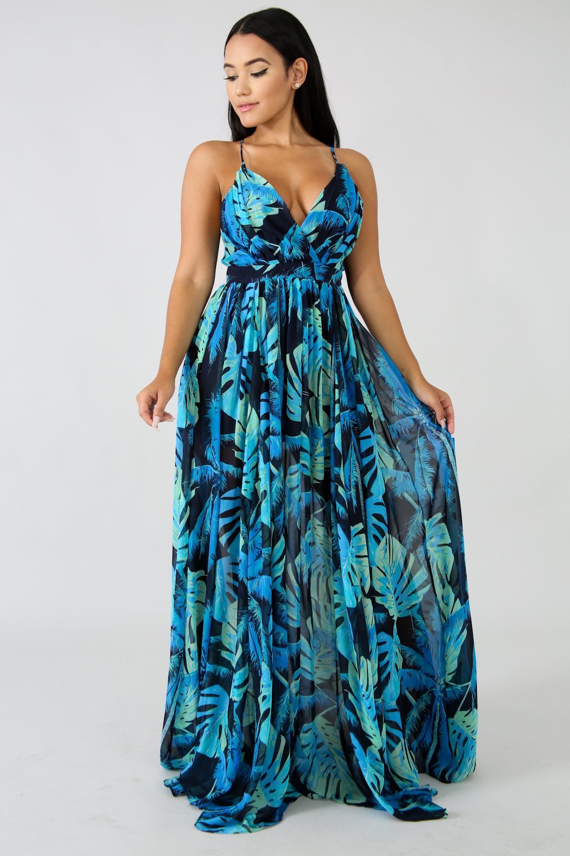 Plus Size Dress Amazon Ebay popular European and American deep V neck backless chiffon dress