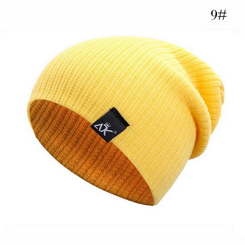 Men Women Beanie Hat Winter Wool Knitted Baggy Pull On Soft Caps