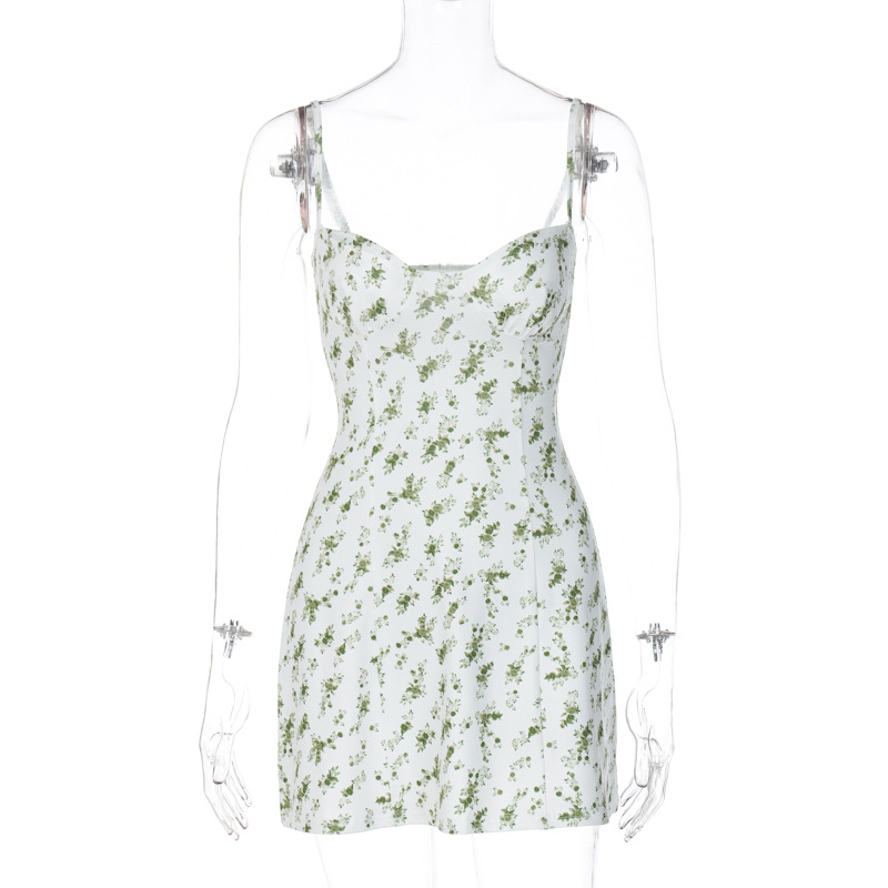 Milk Silk short Small floral strap dress