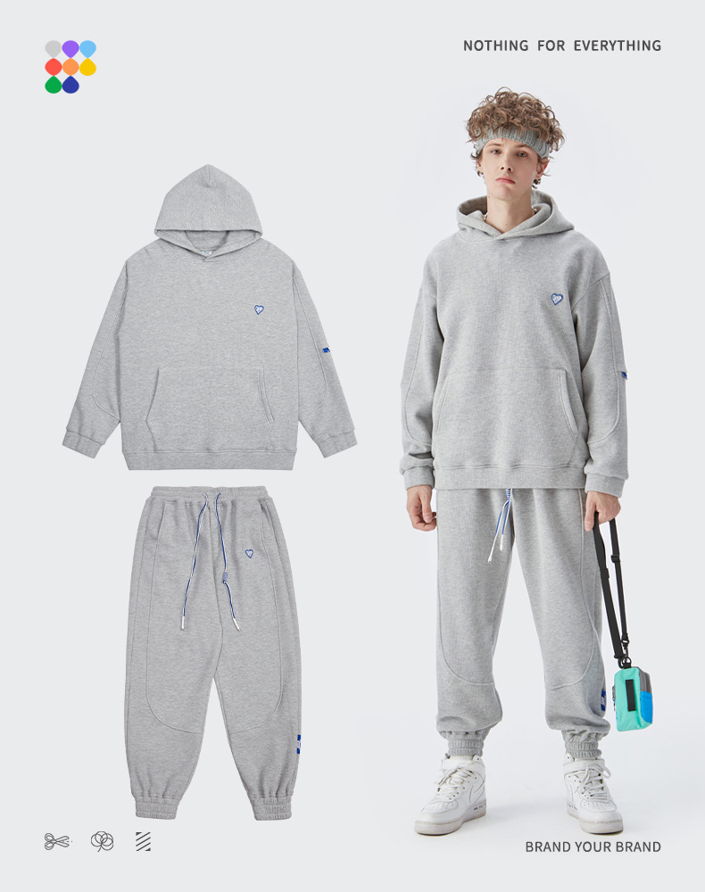 Women Men Two Piece Tracksuit Suit Hoodie Hooded Sweatshirt Pant Set Sweatwear