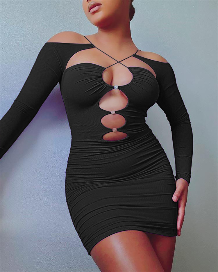 Summer dress pleated  rhinestone nightclub style Sexy Dresses Women