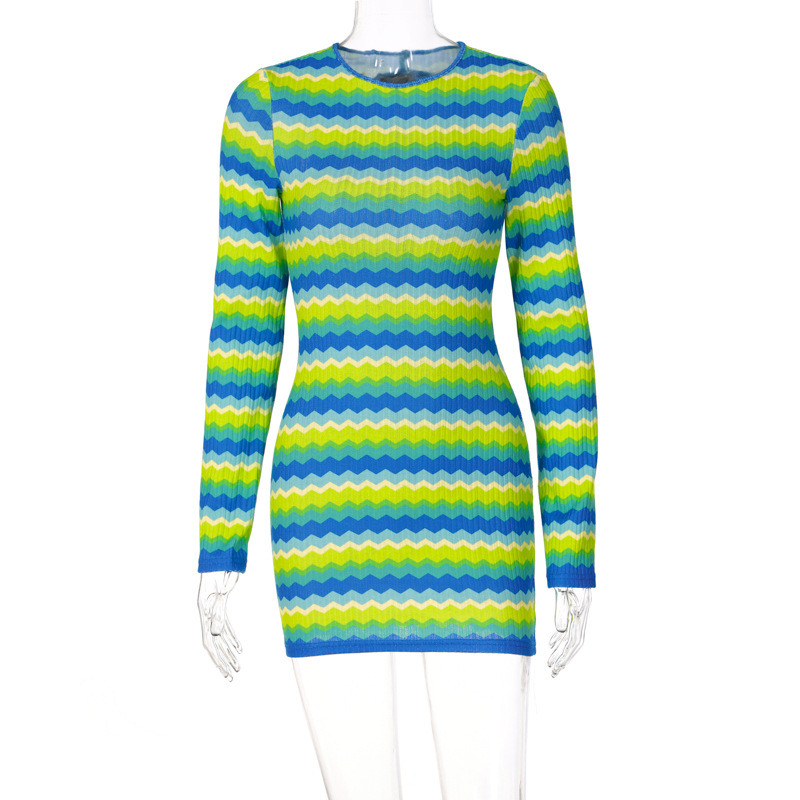 Lace Up Hollowed Out Candy Colored Long Sleeved Dress