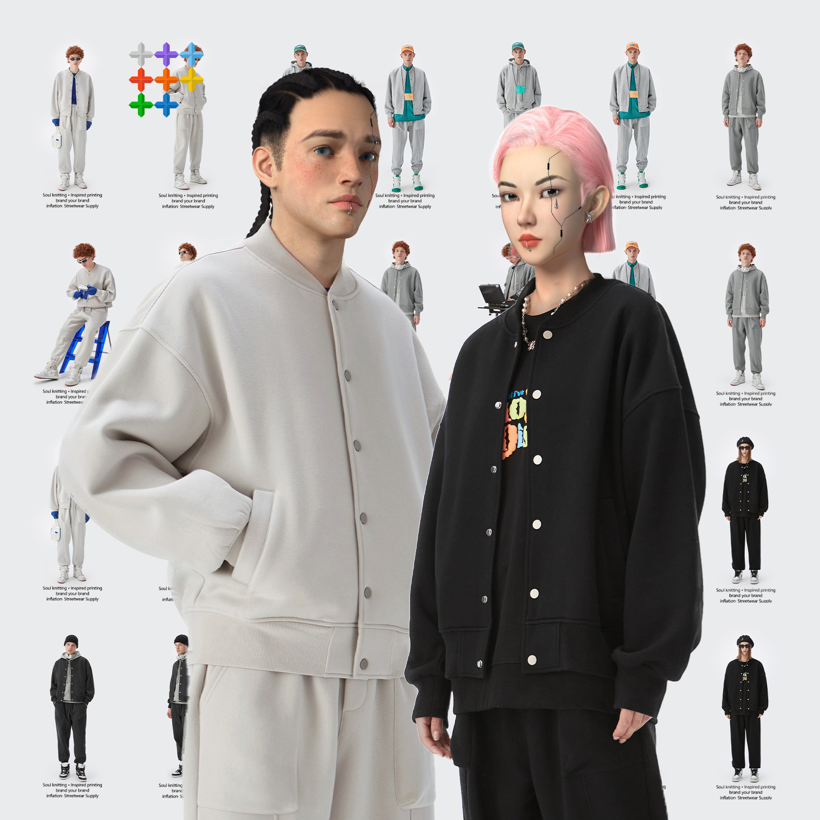 Women Men Two Piece Tracksuit Suit Hoodie Hooded Sweatshirt Pant Set Sweatwear