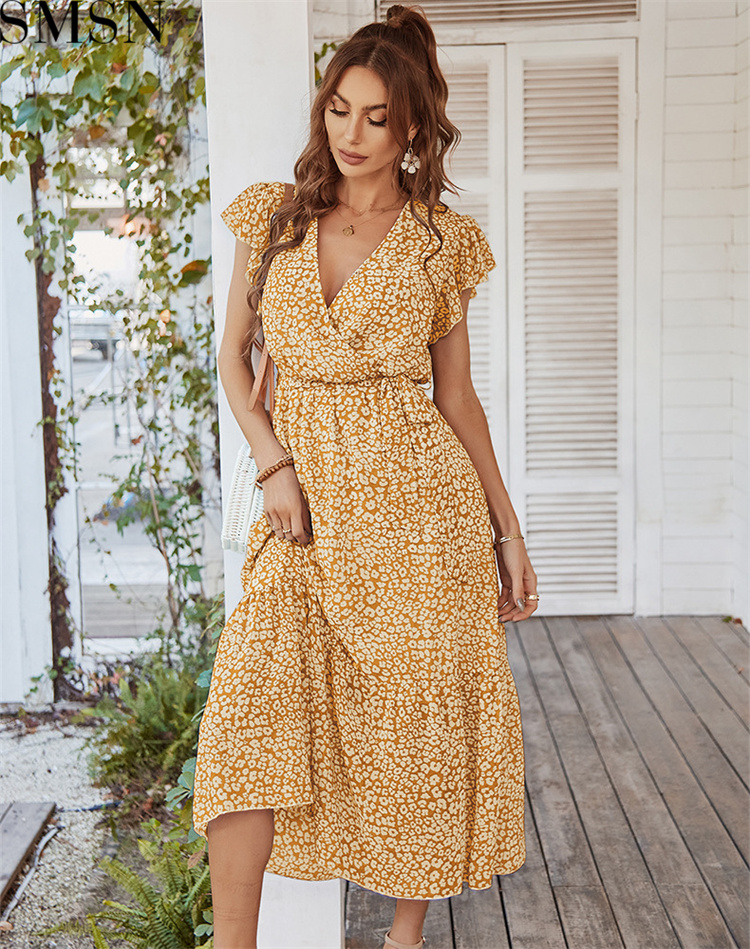 Fashion women dress Sexy and flowing Dress 2022 Spring/summer printed holiday dress