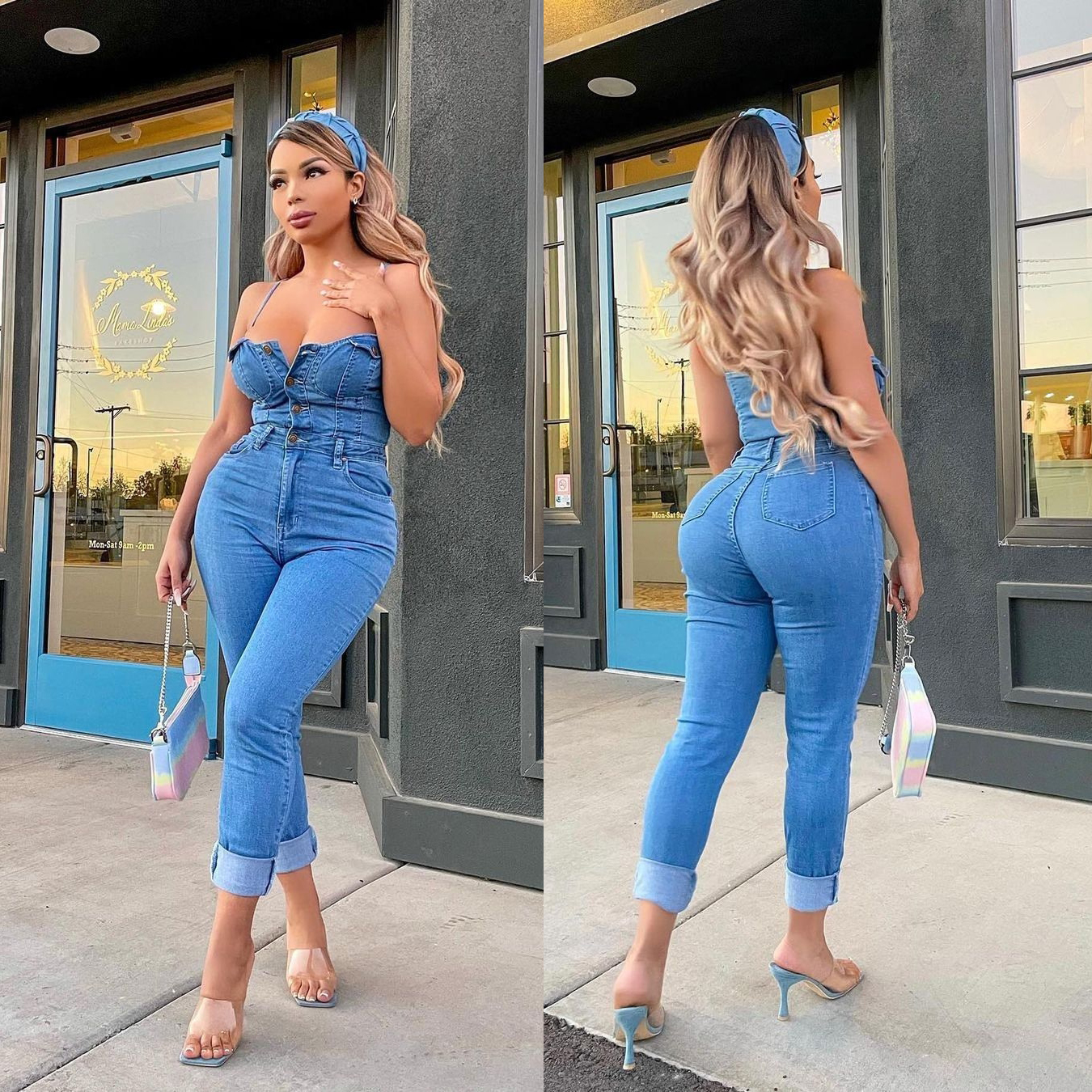 Fashion suspender jeans Jumpsuit