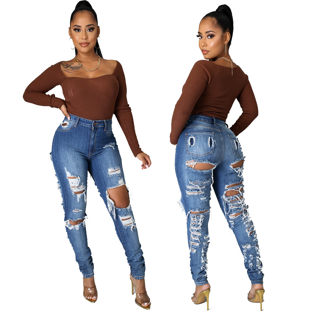 Fashionable high waist jeans Leggings
