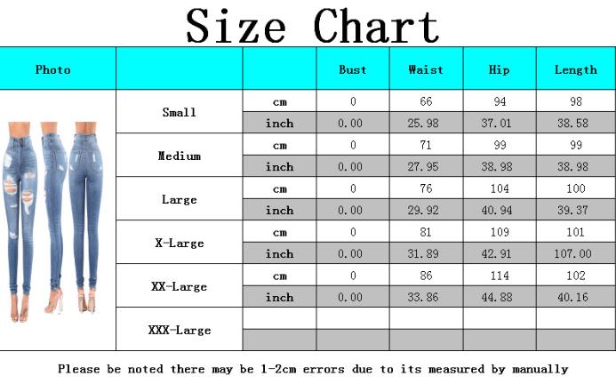 Fashion high waist jeans with holes