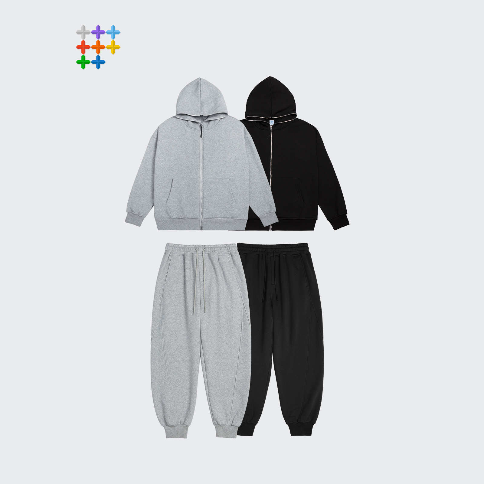 Women Men Two Piece Tracksuit Suit Hoodie Hooded Sweatshirt Pant Set Sweatwear