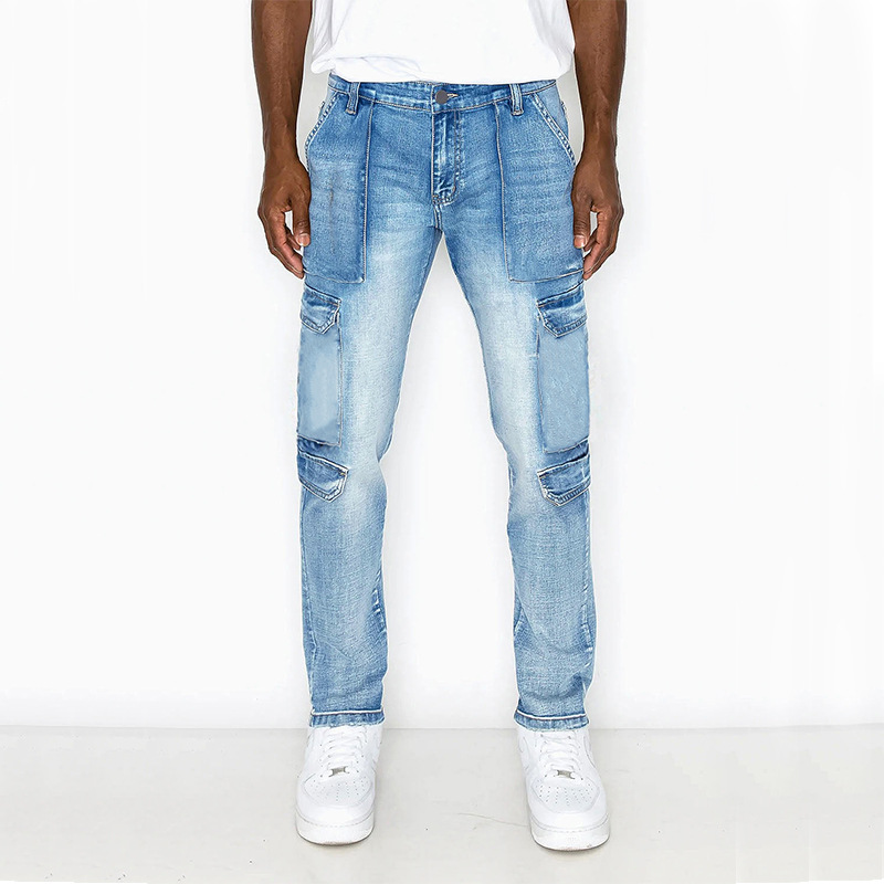 Fashion elastic jeans men's cargo pants