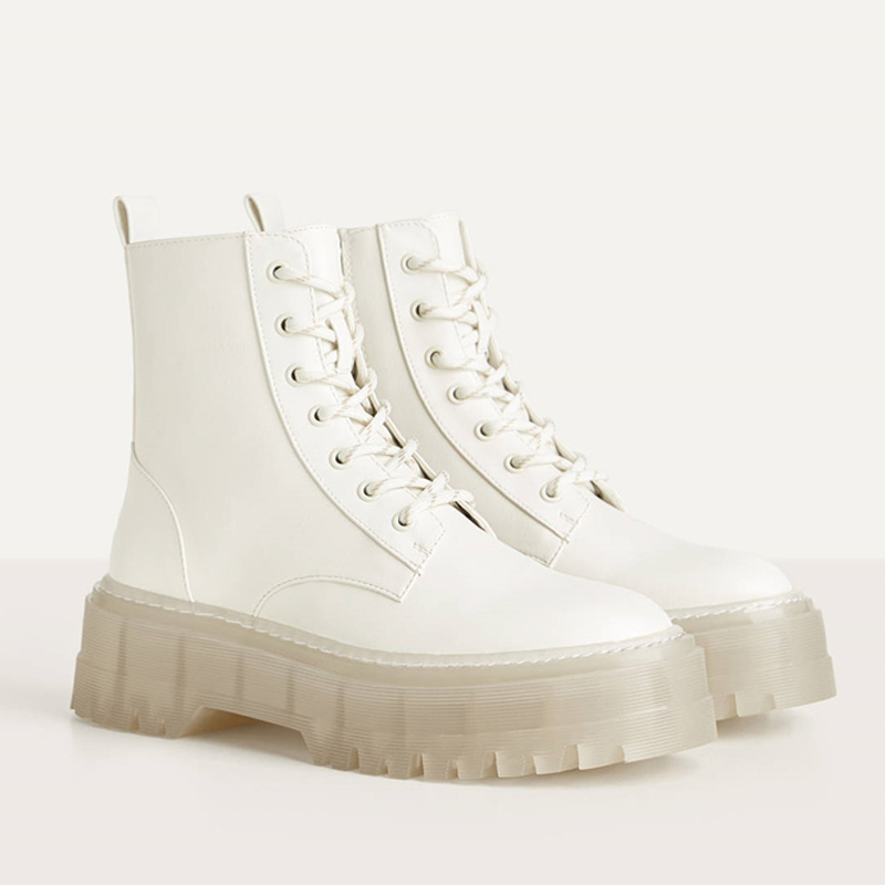 Women Boots Platform Chelsea Chunky Tread Sole Combat Martin Ankle Boots 35-40