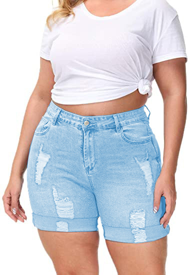 Fashion hand worn denim straight pants