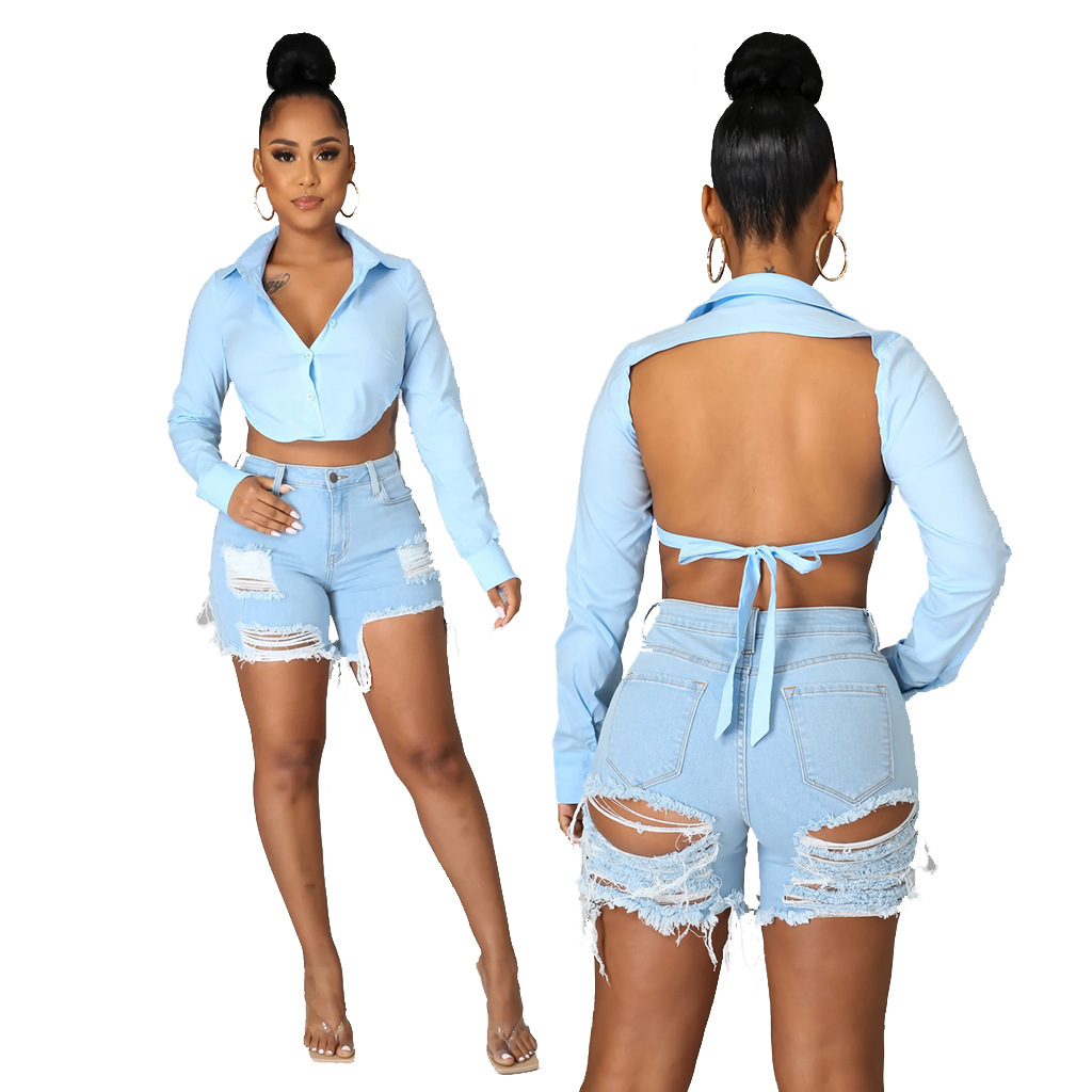 Fashionable High Waist Stretch Denim Shorts