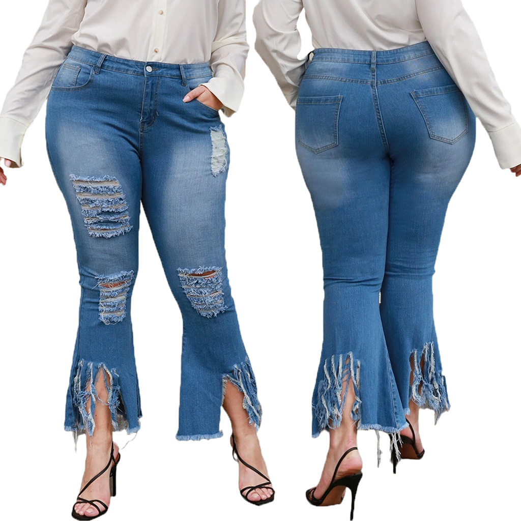 Fashion pierced stretch flared pants