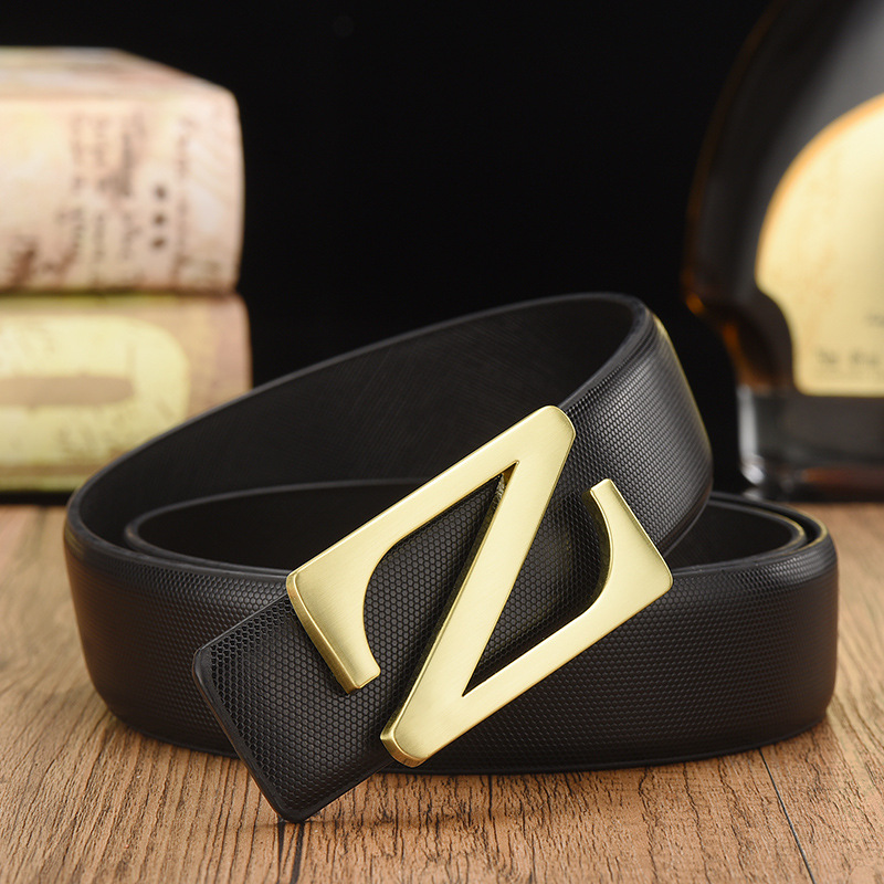 Women Men Belt 3.5 cm Cowhide Leather Buckle Belt Unisex Waistband Waist Strap