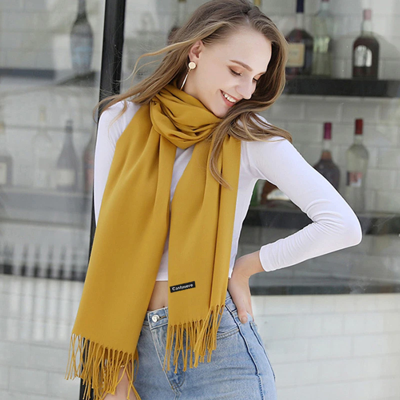Women Men Logo Scarf Wool Cashmere Scarves Shawl Blanket Wrap Knit