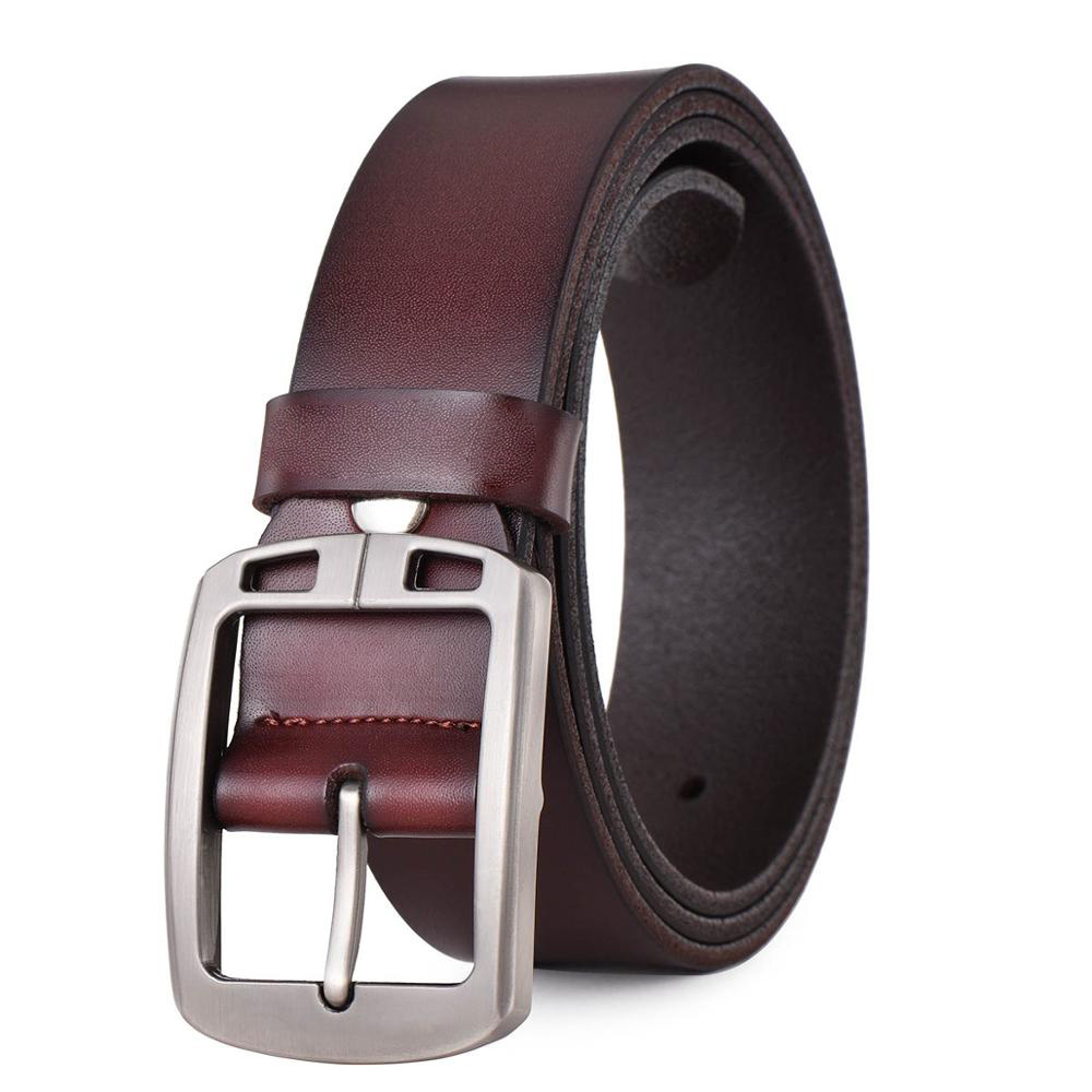 Women Men Belt 3.8cm Cowhide Leather Buckle Belt Unisex