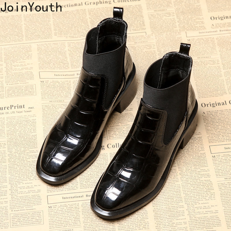 Women Boots Platform Chelsea Chunky Tread Sole Combat Martin Mid-calf Boots 35-40