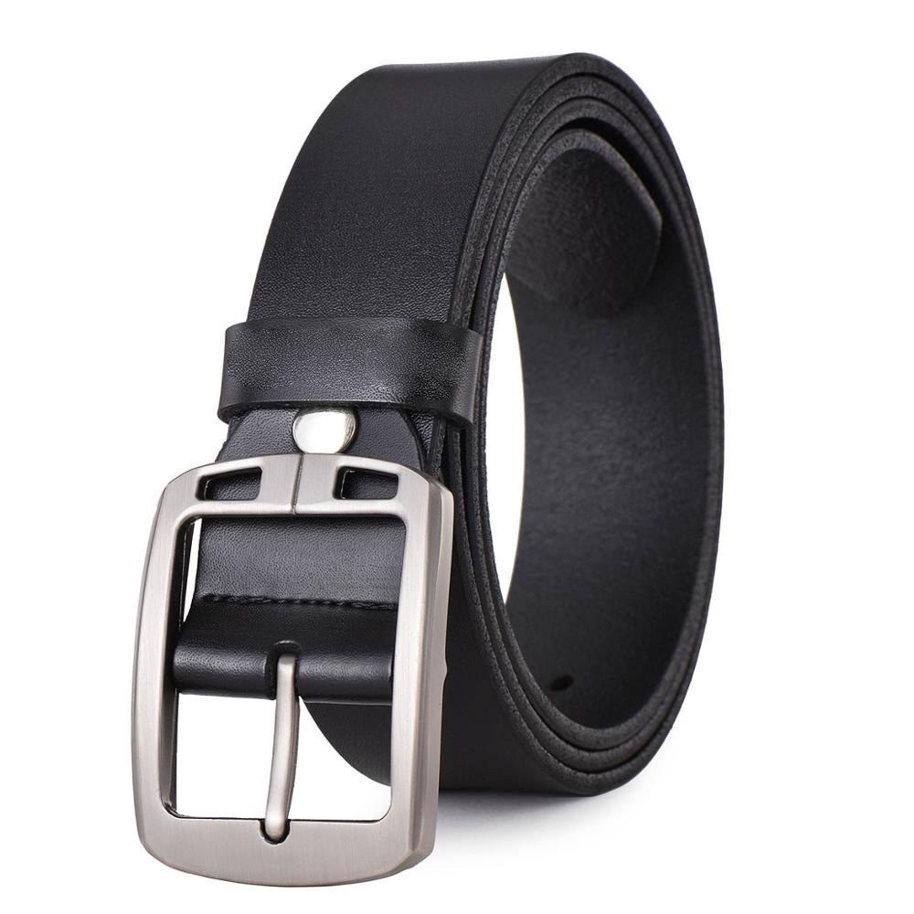 Women Men Belt 3.8cm Cowhide Leather Buckle Belt Unisex
